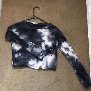 Distressed tie/dye long sleeve